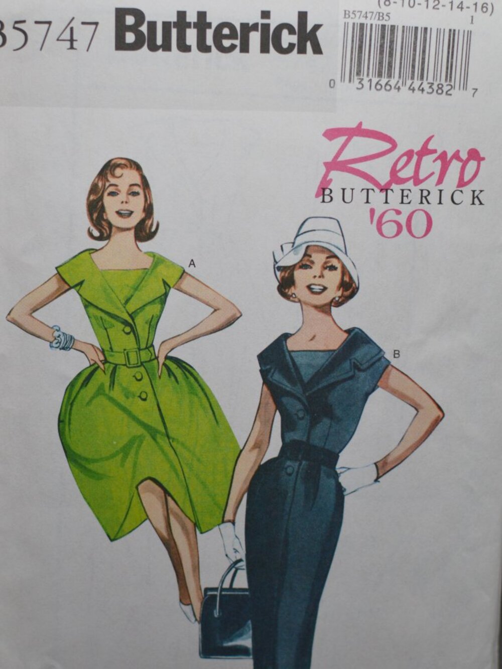 Butterick Pattern B5747 Retro 1960s 2 Dress Size 8-24 NWT